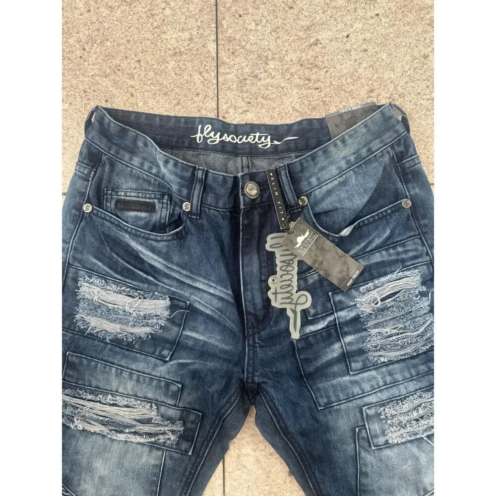 FlySociety Ripped Washed Jeans - Picture 2 of 4